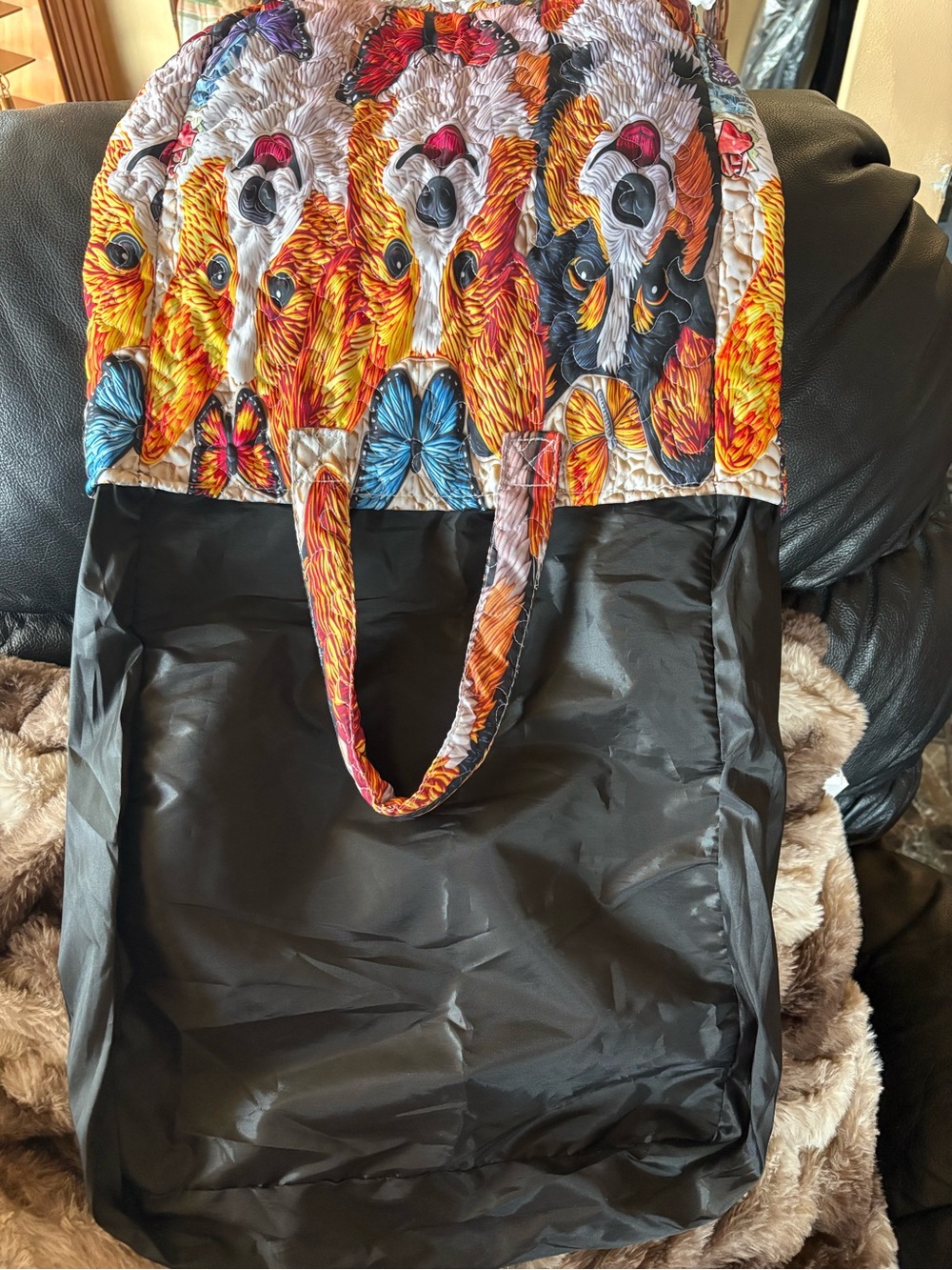 Colorful NWT Corgi Print Quilted Tote Bag/Travel bag 16” X 17” - Picture 2 of 6